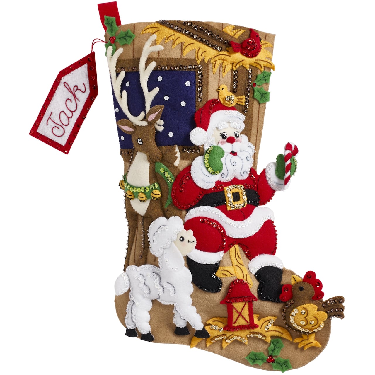 Bucilla Felt Stocking Applique Kit 18 Long Santa's Barn Friends